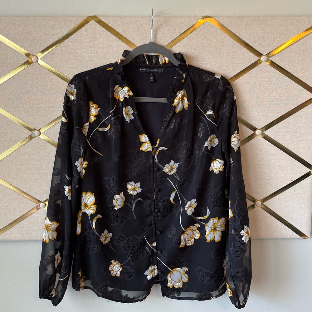 White House Black Market Floral Blouse